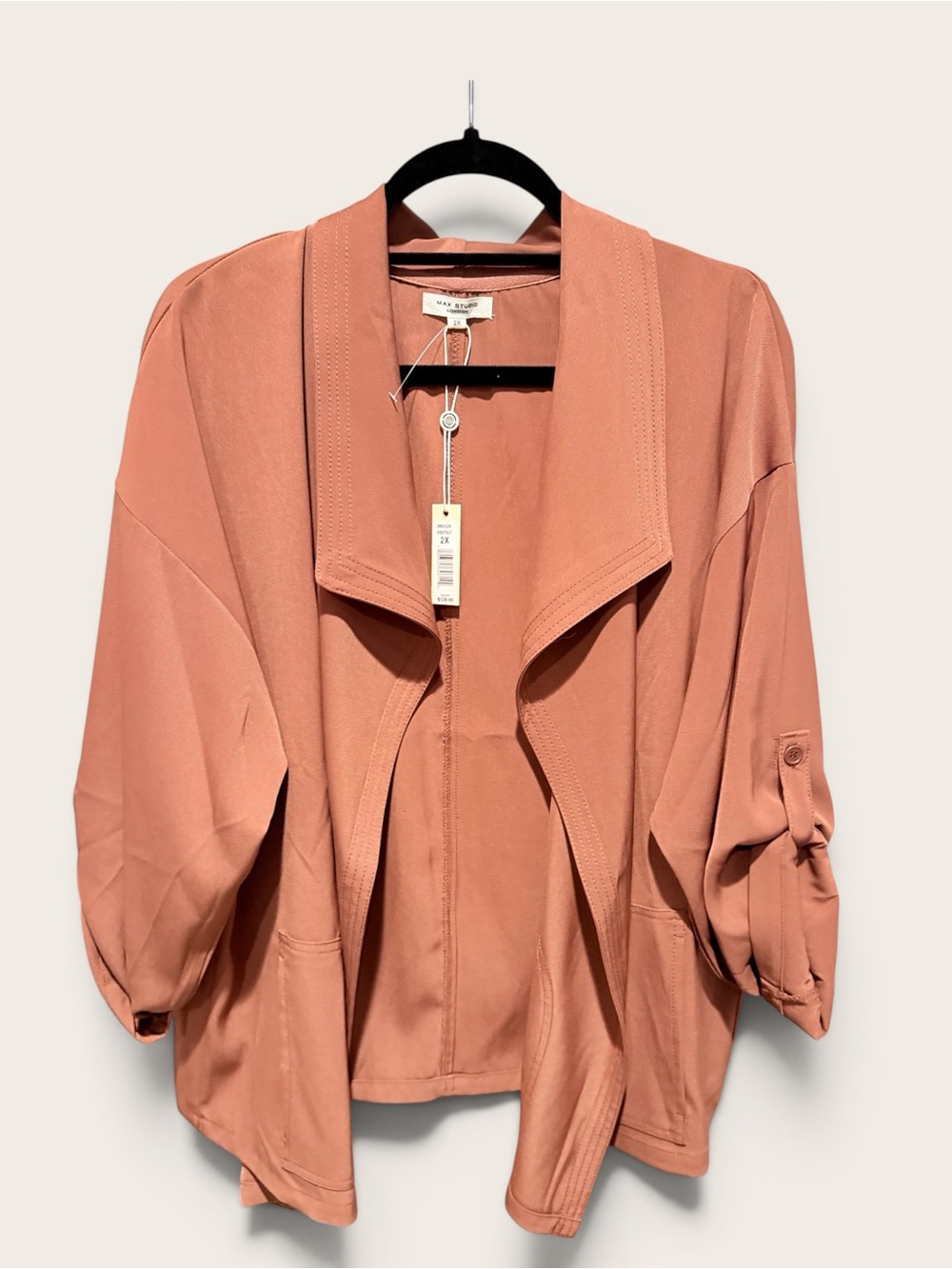 Soft Draped Open-Front Jacket in Chestnut - Women